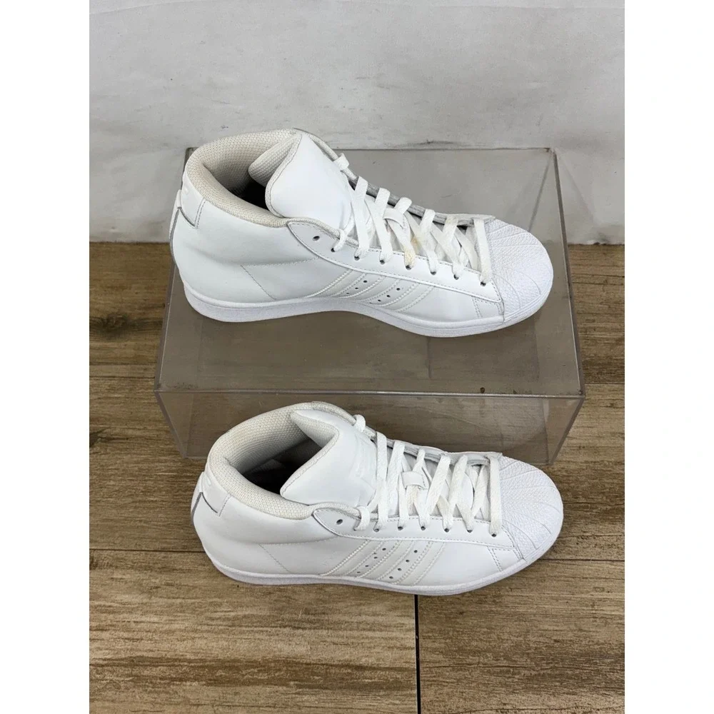 Adidas Pro Model High Top Sneakers White Leather Shell‎ Toe Men 5.5Y FY1854